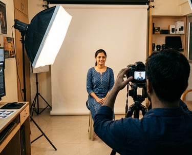 Behind-the-scenes photographer studio setup