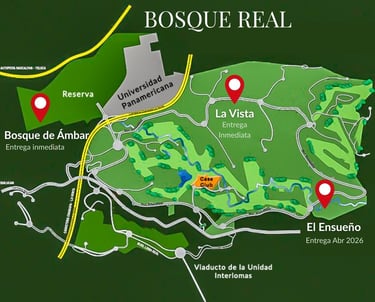 Plano general de Bosque Real Lotes residenciales