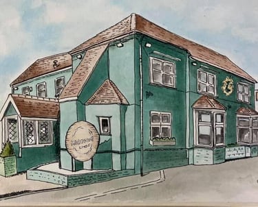 a drawing of a pub from the outside
