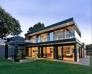 Livorohaus modern villa house with a large glass balcony, 4bhk