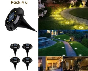 muestra luz solar tipo estaca para jardin o senderos - usos - pack 4 u
