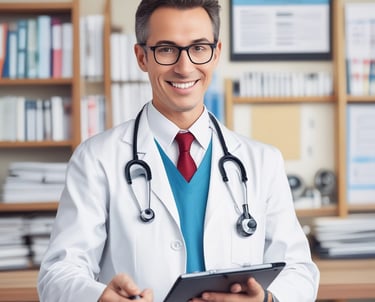 black stethoscope with brown leather case