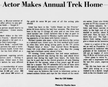 Dabbs Greer - Actor Makes Annual Trek Home