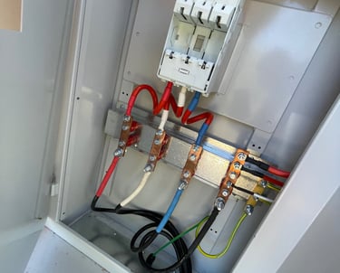 three phase consumer mains entering industrial metering cabinet ready for connection