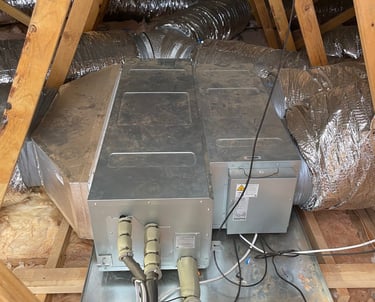 Samsungs ducted reverse cycle air conditioning indoor unit with ductwork in ceiling space