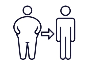An illustration of a man's fat loss body shape before and after