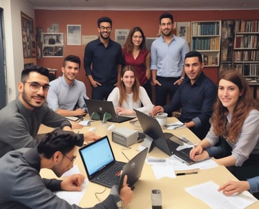 Several people in military uniforms are gathered closely together, possibly in a medical or field training environment. They appear to be engaged in a focused task, with one person writing and others observing or participating. A person’s feet can be seen in the foreground, suggesting medical attention.