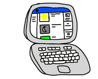 cartoon computer internet drawing technology online learning