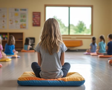 enfants faisant de la sophrologie à l'école