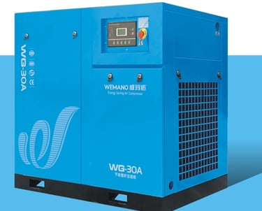 Industrial screw air compressor with direct-frequency motor for continuous compressed air delivery
