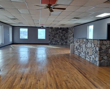 Upper level with reception area.