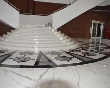 a staircase leading to a staircase in a building