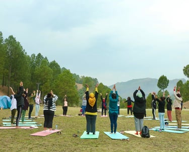 A yoga session at a corporate wellness program