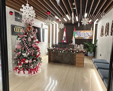 christmas office decoration, dubai office decoration, christmas celebration in office dubai