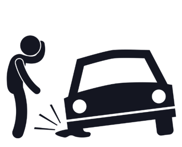 une image d'une personne qui a une roue crevé