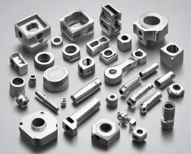 A close-up view of a complex, polished metallic engine component, featuring a series of cylindrical, mesh-covered air intake manifolds. The metal surfaces are reflective and intricately designed, indicating high precision engineering.