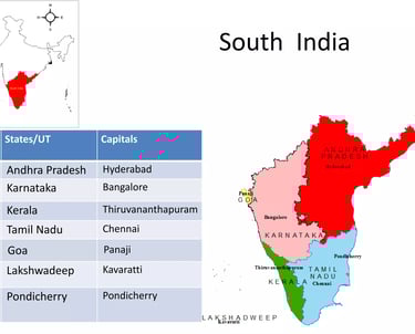 a map of south asia with the states of india
