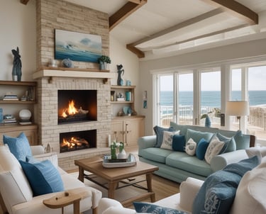A beautifully arranged living room showcasing rustic decor.