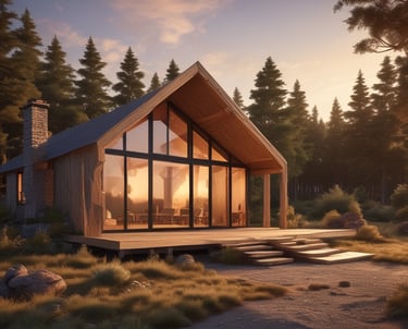 A serene image of a modern premium home surrounded by nature.