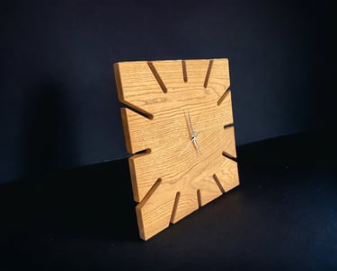 a clock with a wooden clock face and a clock on the wall