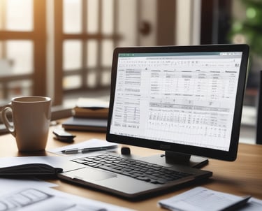 A sleek laptop screen displaying a clear, concise business report with charts and graphs.