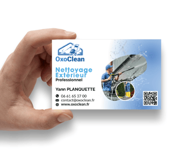 Carte de visite professionnelle pour le nettoyage extérieur d'OxoClean
