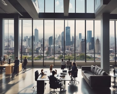 A professional analyzing data and strategizing in a modern office environment.