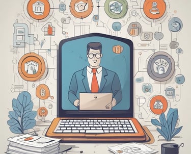 An illustration of administrative tasks being automated.