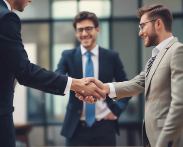 A modern real estate agent showing property listings on a digital tablet in an office.