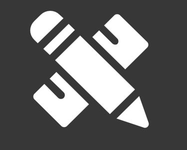 Designs section indicated by a pencil and ruler on a black background