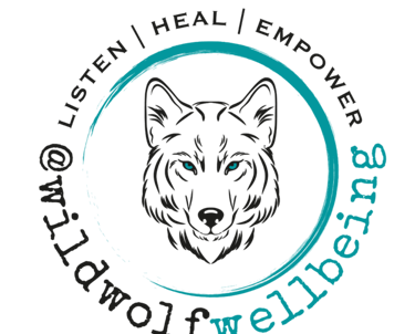 a black and white logo with a wolf