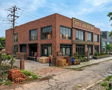 exposed brick wall Goa café