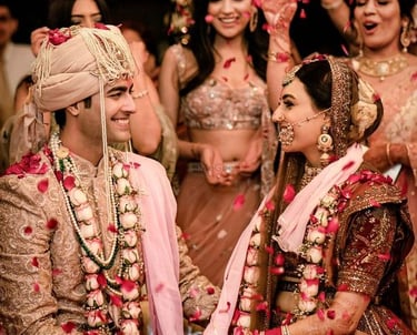 a bride and groom in a wedding ceremony