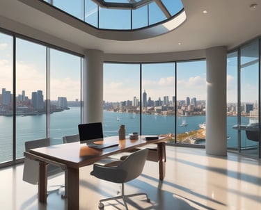A modern building under construction with a curved facade is wrapped in black materials and features reflective lower panels. Openings for windows and evidence of construction materials are visible, with scaffolding and a crane appearing in the surroundings.