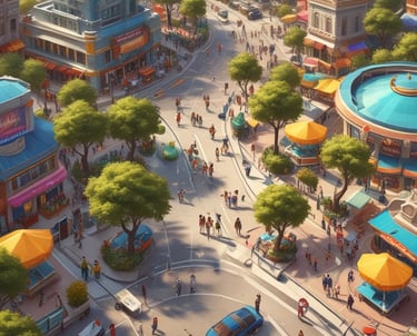 A construction site with traditional Asian architecture in the background, surrounded by scaffolding and building materials. A large piece of construction equipment is visible, and in the distance, a misty landscape can be seen, creating a serene backdrop.