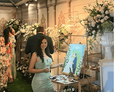 Pintura en vivo con decoracion para bodas de fondo