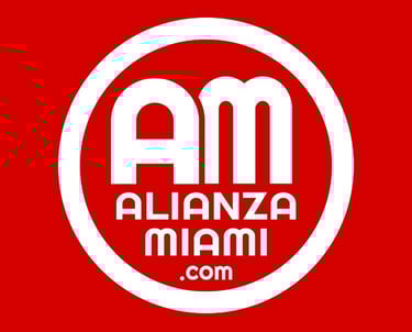 am main logo alianza miami latam squared white text red background sd 001