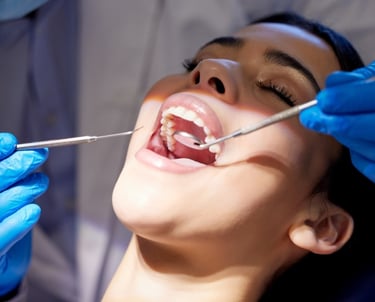 Polished and clean teeth after a professional dental cleaning