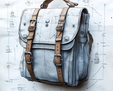 blueprint illustration of backpack