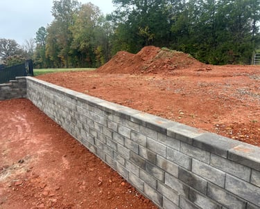 a retaining wall with a retaining wall and a retaining wall