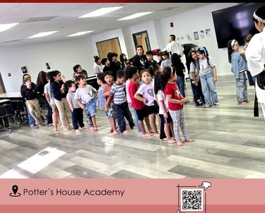 Karate training session in Project OBI Karate (POK) Orlando program.