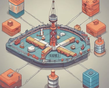 a grassy field with a lake and mountains in the background