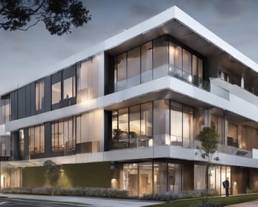 bâtiment tertiaire avec façades vitrées