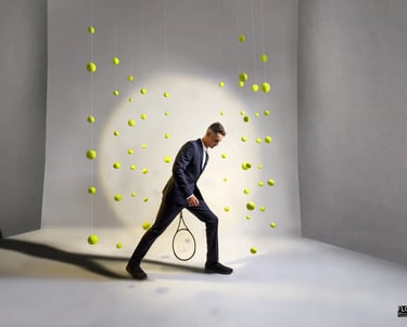 profesionnal man in a suit and tie is holding a tennis racket florent studio lille saint omer paris 