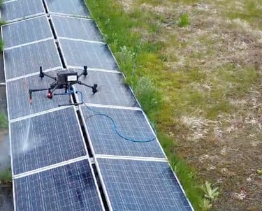 solar panel cleaning with a drone