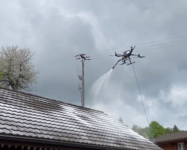 roof cleaning with a drone