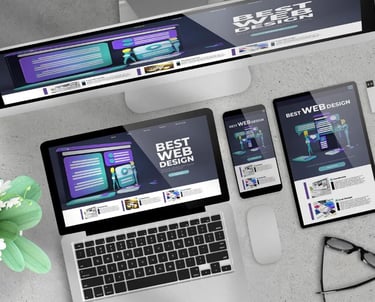 Modern website homepage mockup representing custom web design.