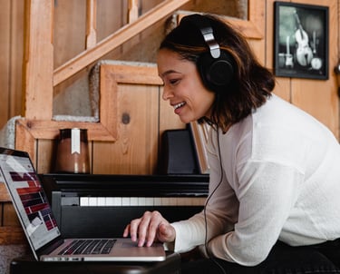 working from home on laptop