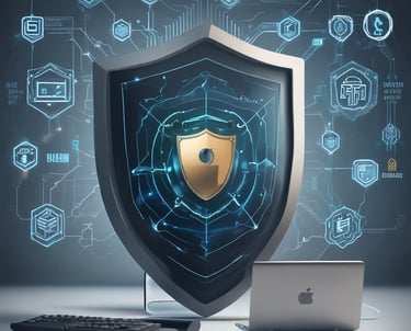 A digital shield symbolizing online protection.