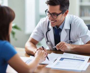 A car driving on a scenic road representing auto insurance.